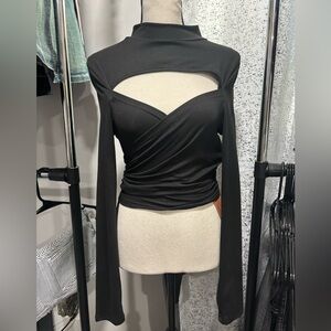 SHEIN Elegant Black Long Sleeve Top